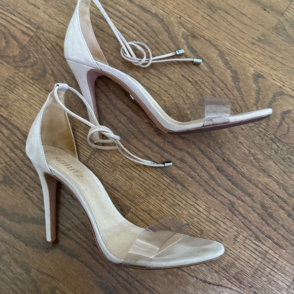 Schutz Josseana Leather Sandals High Heel Ankle Tie Nude Women’s size 8 - Picture 6 of 16